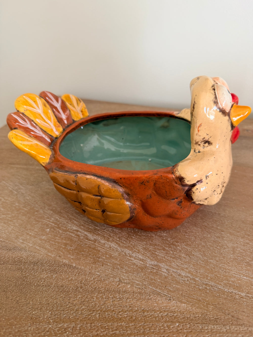 Whimsical Ceramic Turkey Bowl 5” Thanksgiving Tabletop Decor