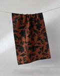 Hallowell Kitchen Tea Towel Geometry Rust Black Floral Silhouette 18 x 30