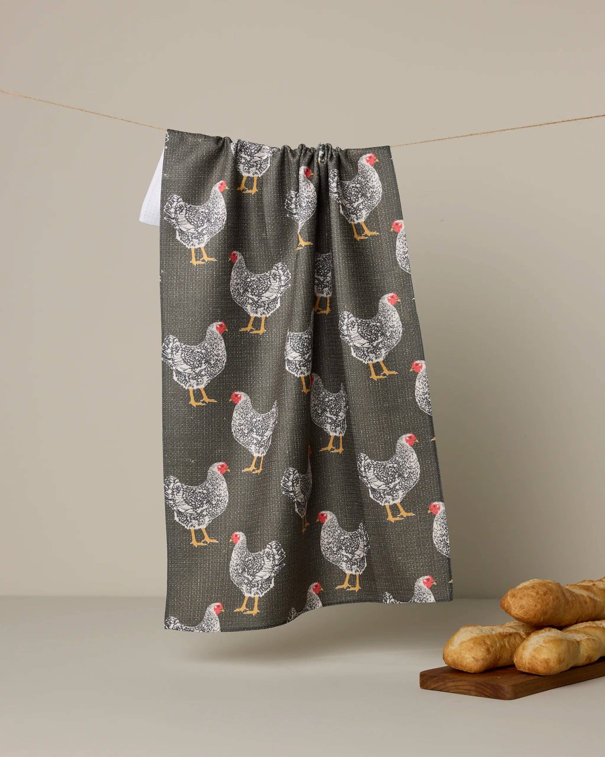 Hen House Geometry Kitchen Tea Towel Chicken Farmhouse 18 x 30