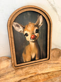 Rudolph Red Nosed Reindeer Arch Wood Frame Art Print 6 x 8 Christmas Decor