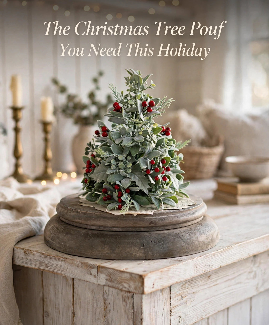 Frosted Berry 9” Tabletop Christmas Tree Greenery Decor Faux Mini