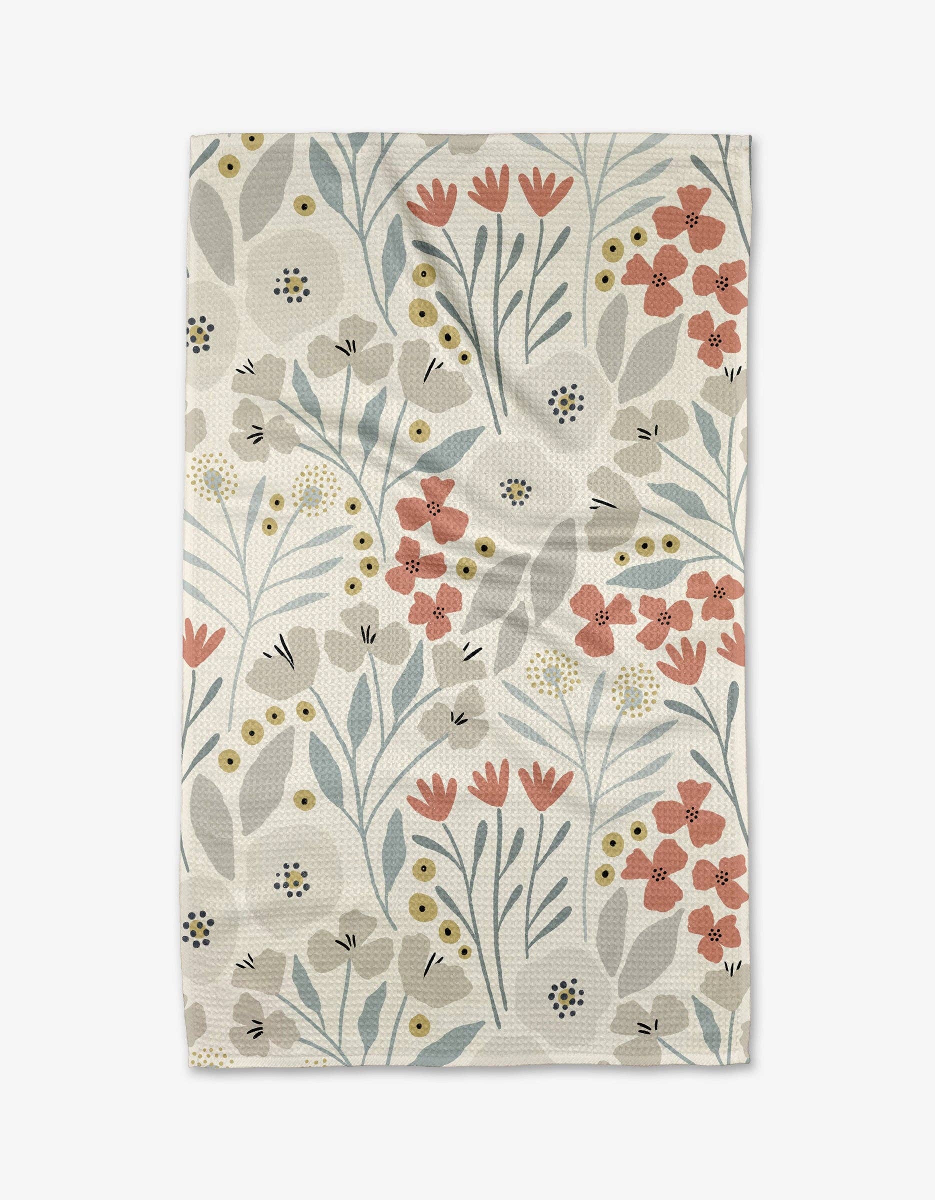 Fiona Cream Kitchen Tea Towel Geometry Wildflower Floral 18 x 30