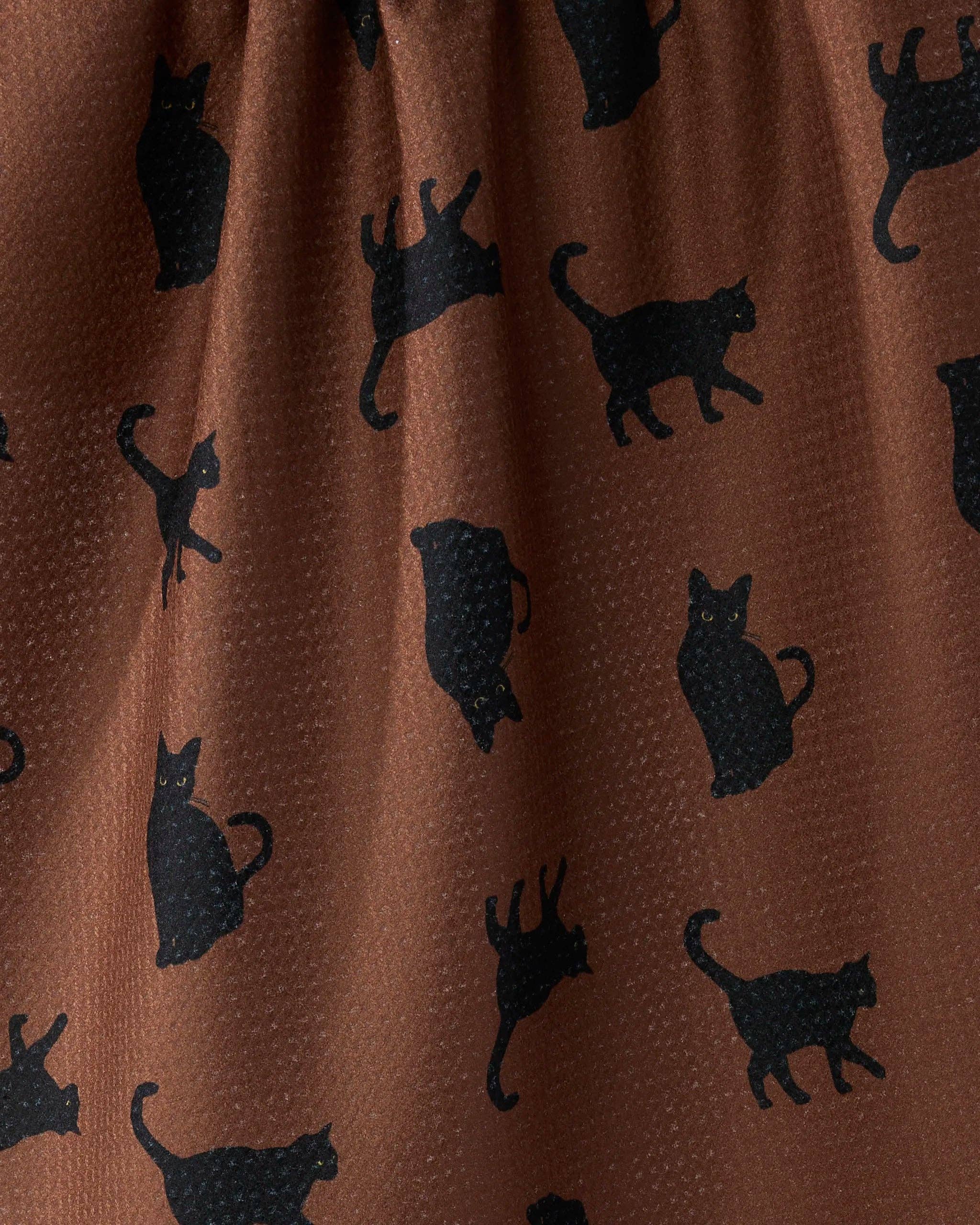 Witch's Cat Geometry Kitchen Tea Towel Black Cat Silhouette Fall