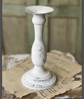 10” Alette Cream Metal Taper Candle Holder Distressed Vintage Farmhouse