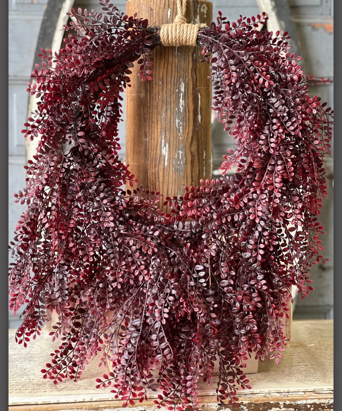 24” Deep Red Rita Rue Hanging Holiday Wreath Christmas