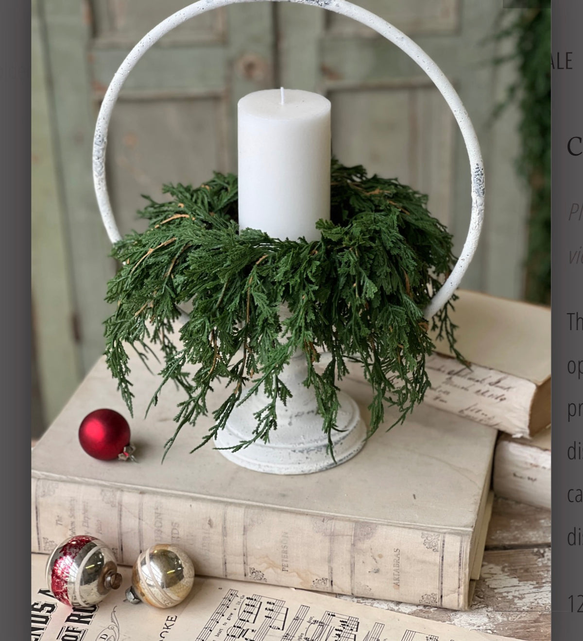 15.75” White Circlet Halo Candle Holder Farmhouse Home Decor Centerpiece Tabletop