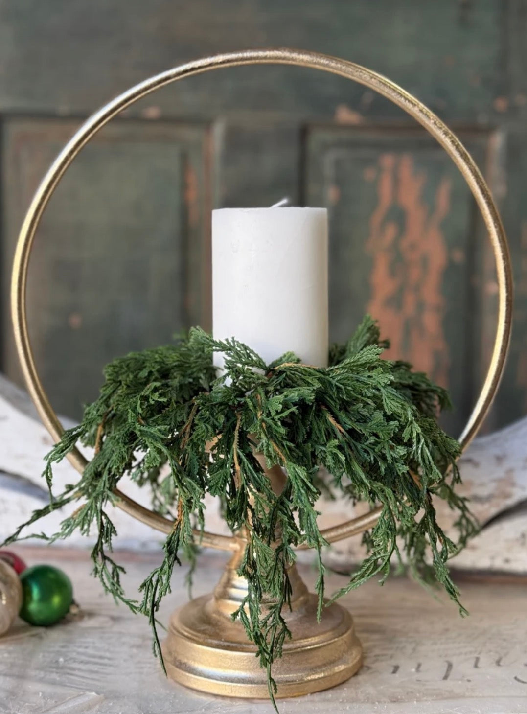 Lumera 15.75” Gold Circlet Candle Holder Metal Pillar Candle Holder Home Decor Centerpiece
