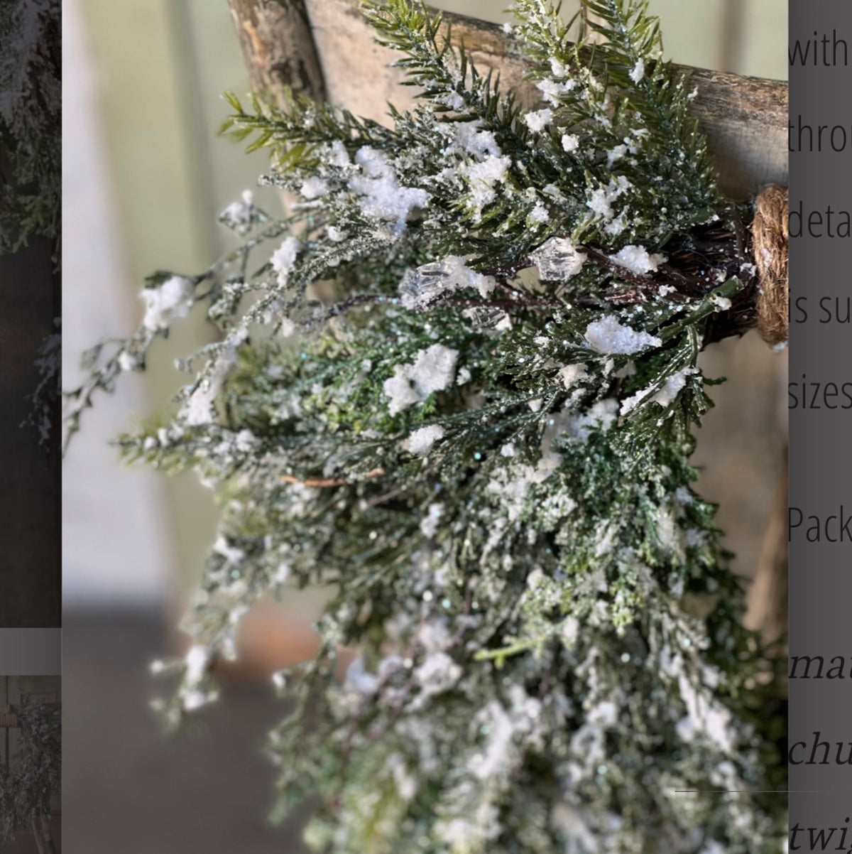 Prismatic Greens 18” Hanging Wreath Frosted Cedar Pine Christmas Wreath Front Door Decor