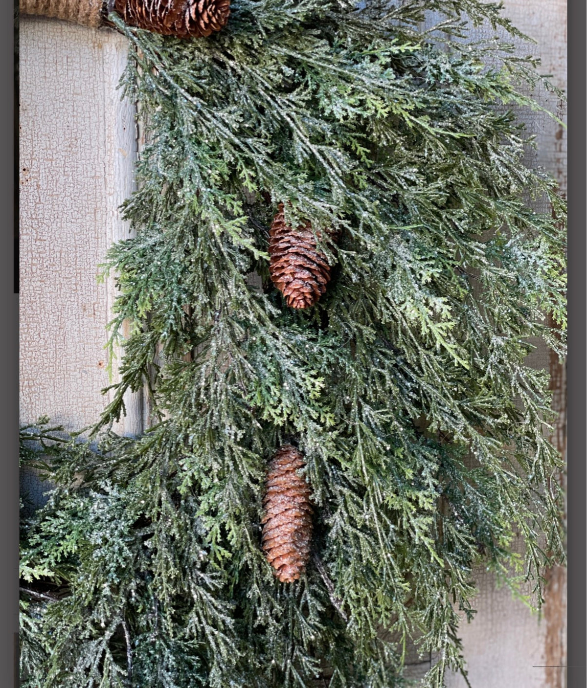 Silver Thread 28” Frosted Cedar Wreath Christmas Pinecone Farmhouse Winter Front Door