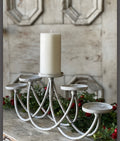 24” Swooping Metal Candelabra Distressed White 5 Candle Holder