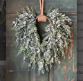 Prismatic Greens 18” Hanging Wreath Frosted Cedar Pine Christmas Wreath Front Door Decor