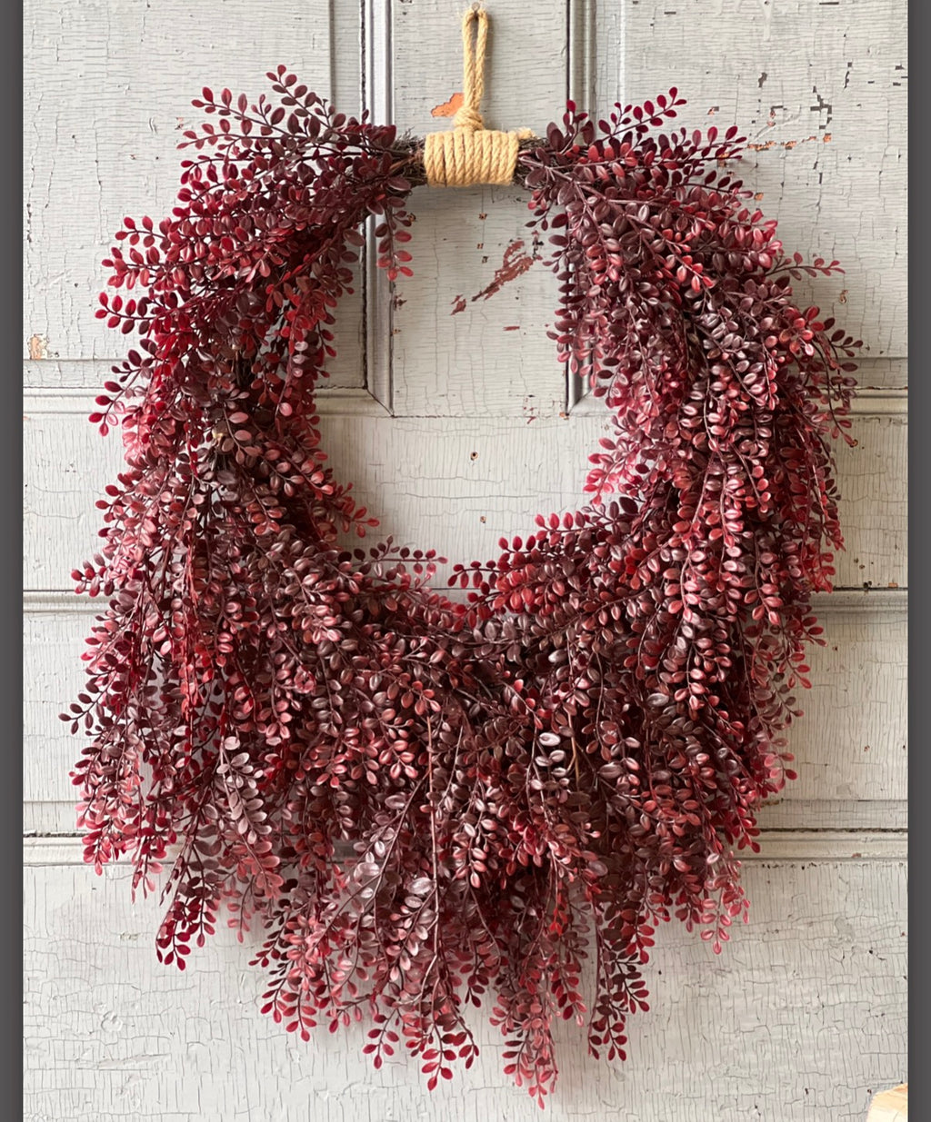 24” Deep Red Rita Rue Hanging Holiday Wreath Christmas