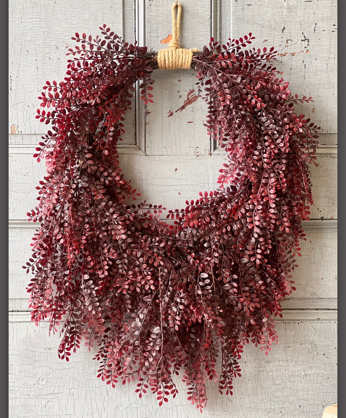 24” Deep Red Rita Rue Hanging Holiday Wreath Christmas