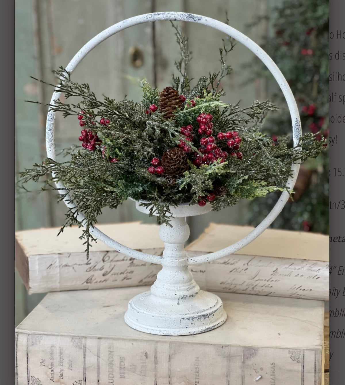 15.75” White Circlet Halo Candle Holder Farmhouse Home Decor Centerpiece Tabletop
