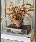 Autumnal 18” Potted Faux Fern Cinnamon Cement Pot Fall Greenery Tabletop Home Decor