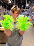 Lime Green Furry Costume Gloves Women’s Small/Medium Whimsical Holiday