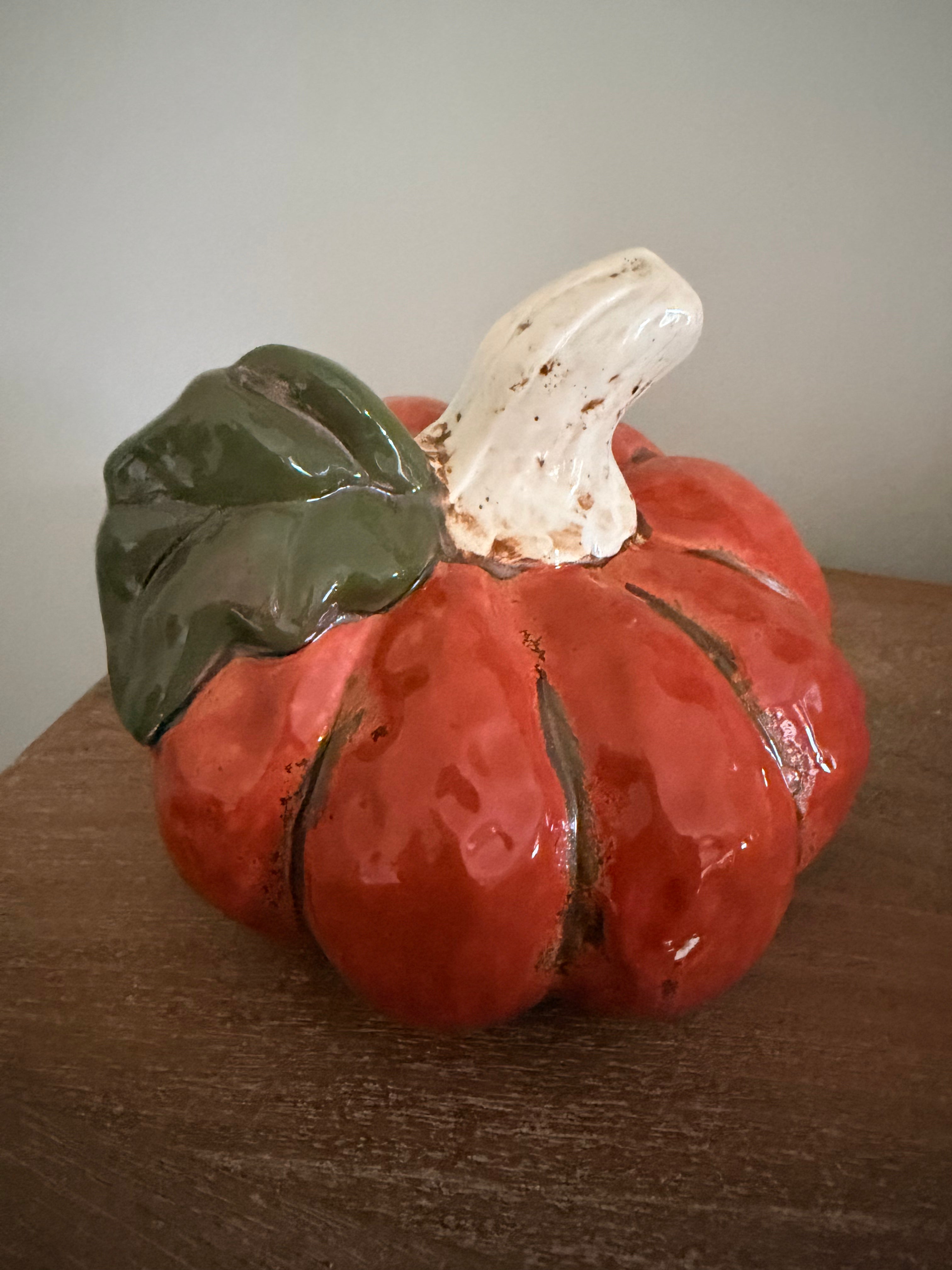 Ceramic Glazed Pumpkin 6” Orange Fall Autumn Harvest Thanksgiving Farmhouse Tabletop Decor