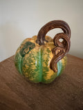 Resin Curled Vine Pumpkin 4.5” Glazed Rustic Autumn Thanksgiving Tabletop Decor Farmhouse Harvest