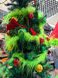 Whimsical Lime Green Furry Christmas Garland With Lights & Ornaments 105” Long Battery Operated