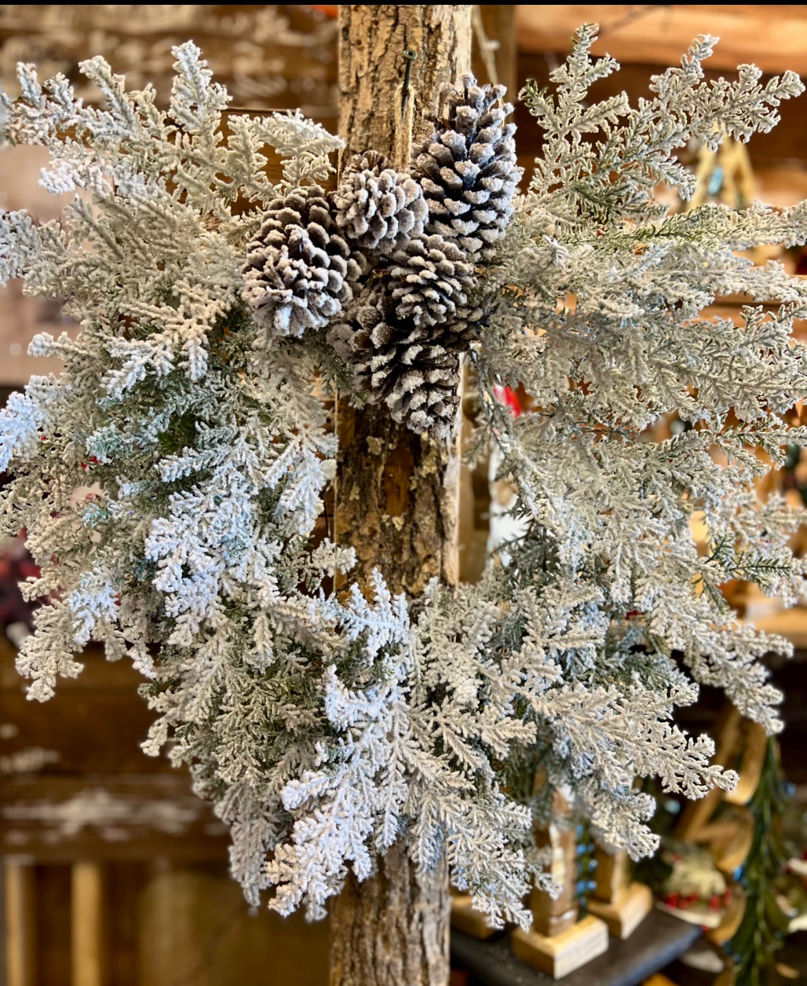 Flocked Fir Holiday Wreath 24"