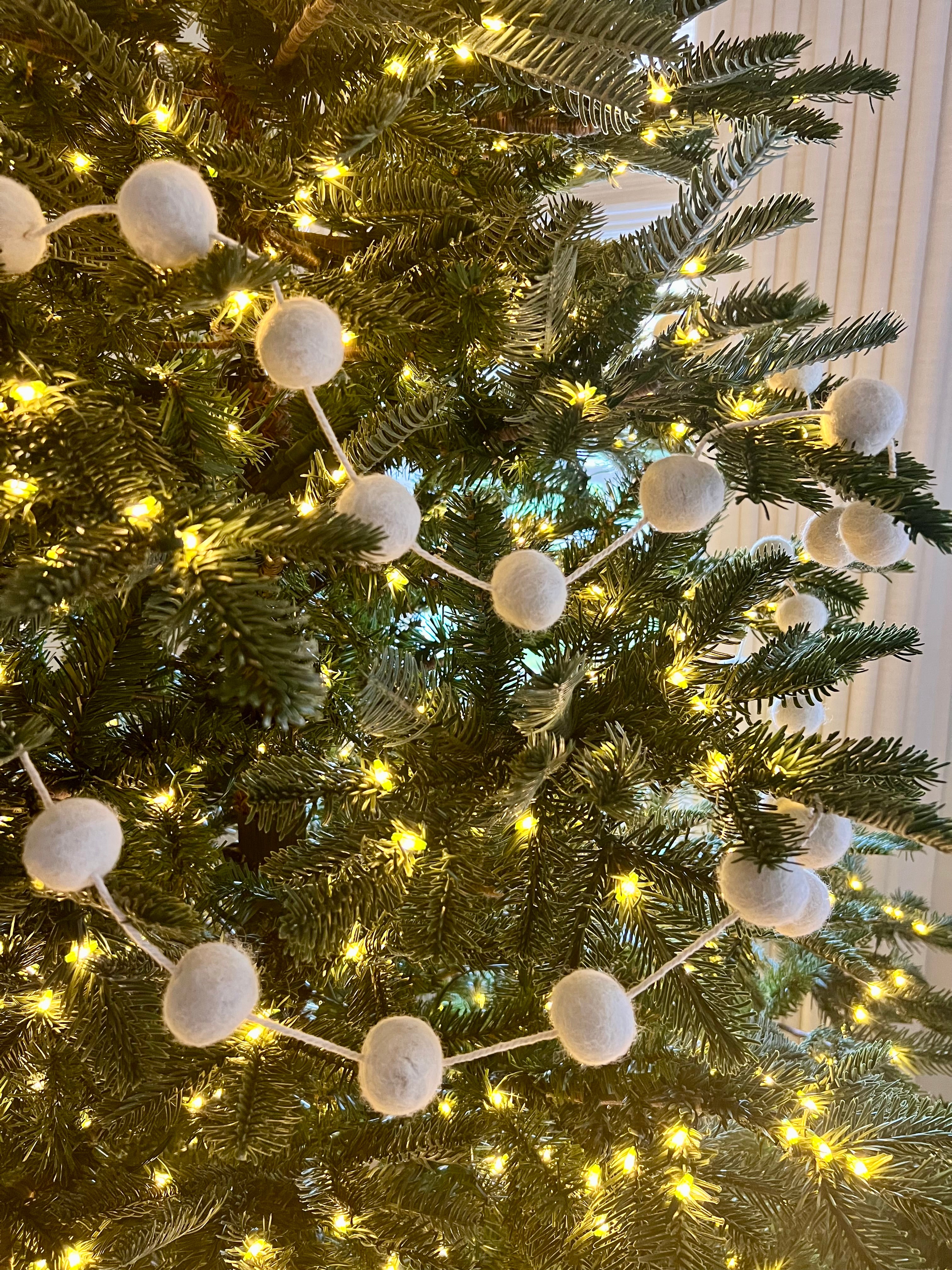 White Felt Ball Garland 72”