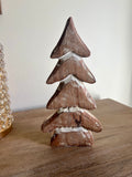 10” Tall Natural Carved Wood Christmas Tree Figure Rustic