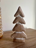 8” Natural Carved Wood Christmas Tree Figure Rustic