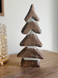 12” Tall Natural Carved Wood Christmas Tree Figure Rustic