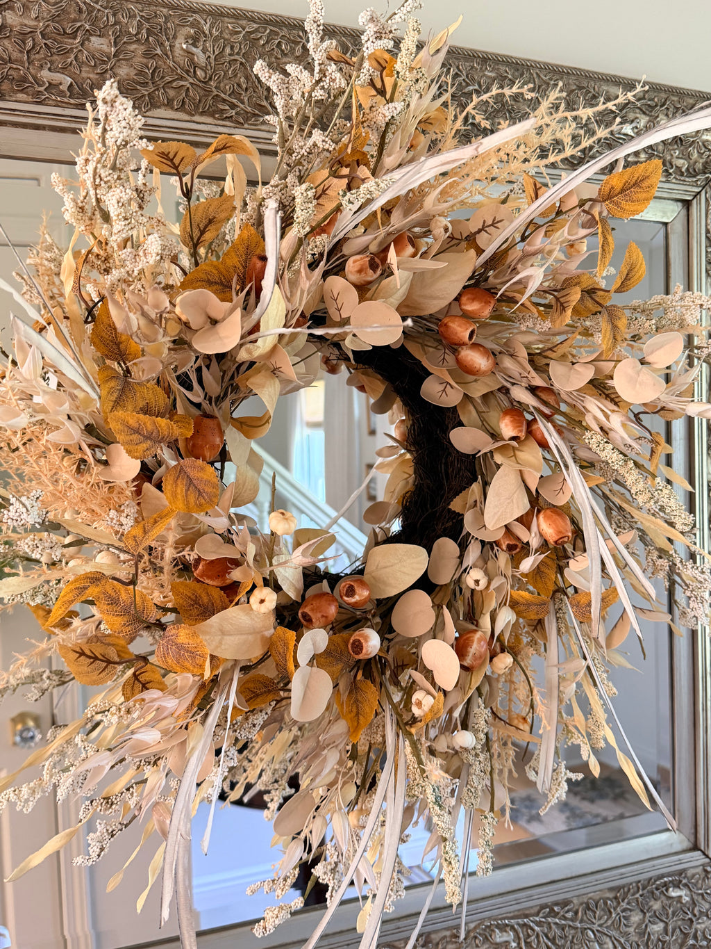 Autumn Acorn Eucalyptus 28” Wreath Neutral Boho Natural Fall Front Door