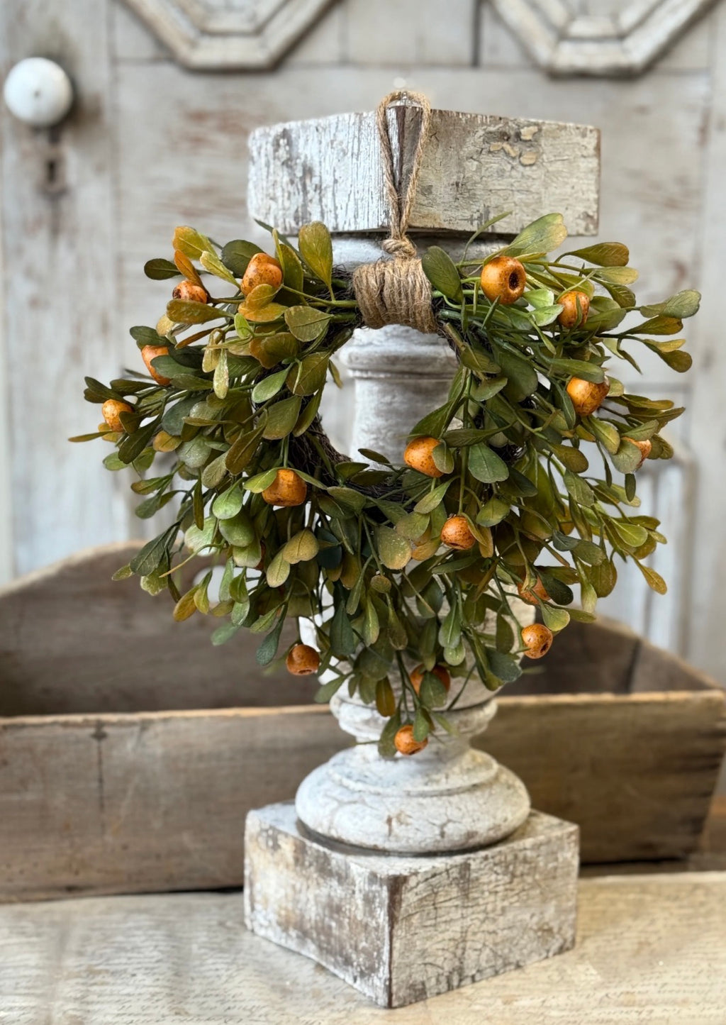 October Epilogue Small Faux Fall Wreath | Orange Berry & Greenery Décor