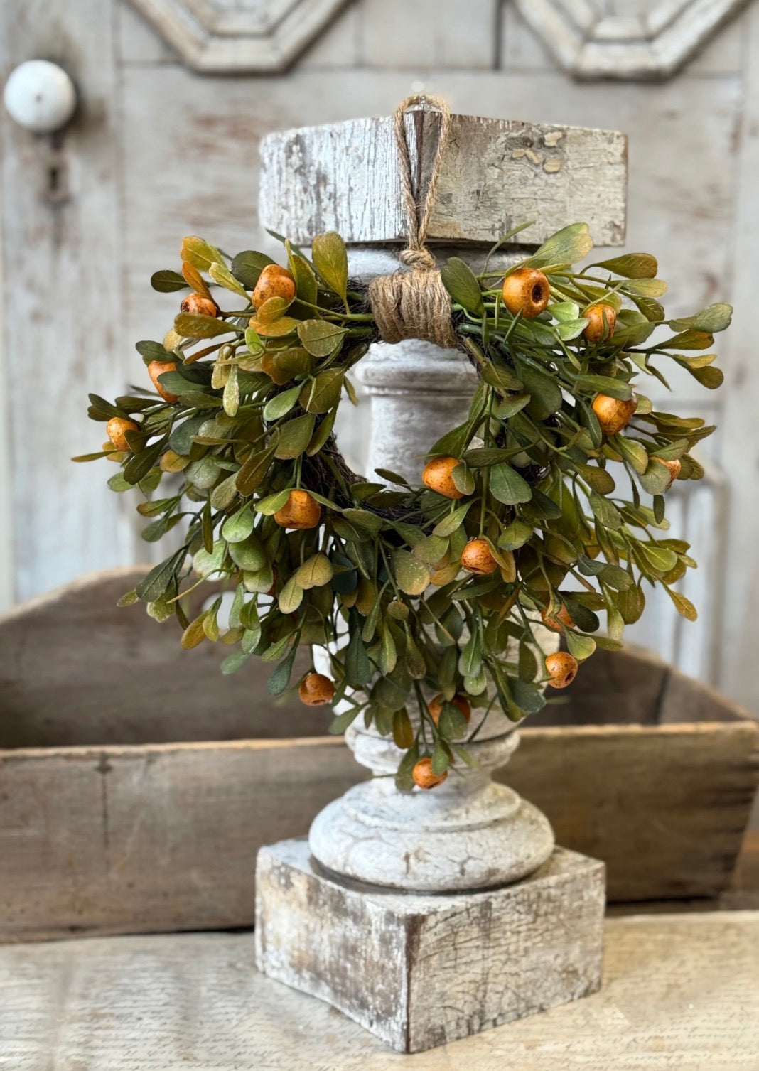 October Epilogue Small Faux Fall Wreath | Orange Berry & Greenery Décor
