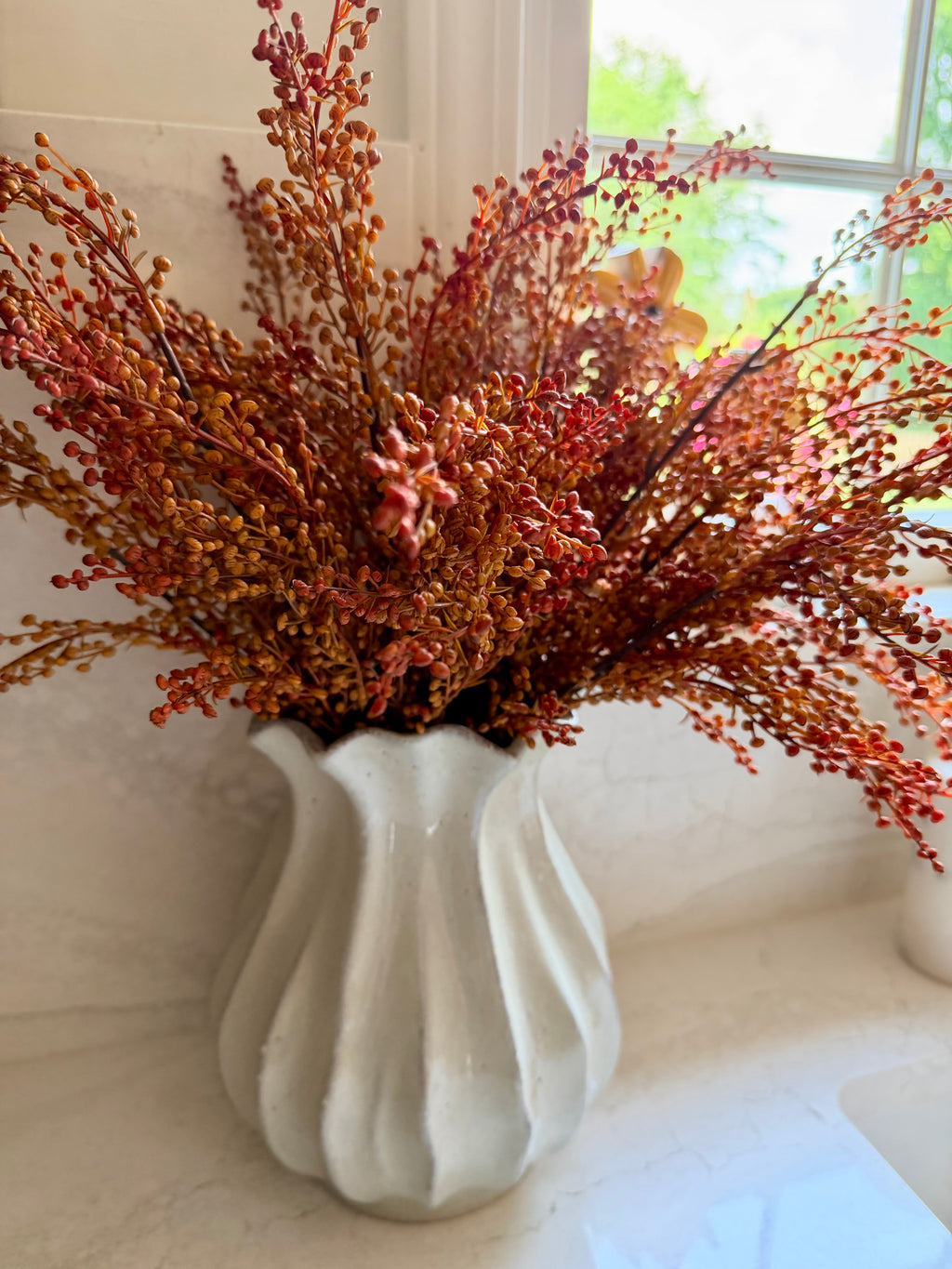 19” Torchlight Berries Bush Faux Fall Florals Rustic Autumn Red Amber