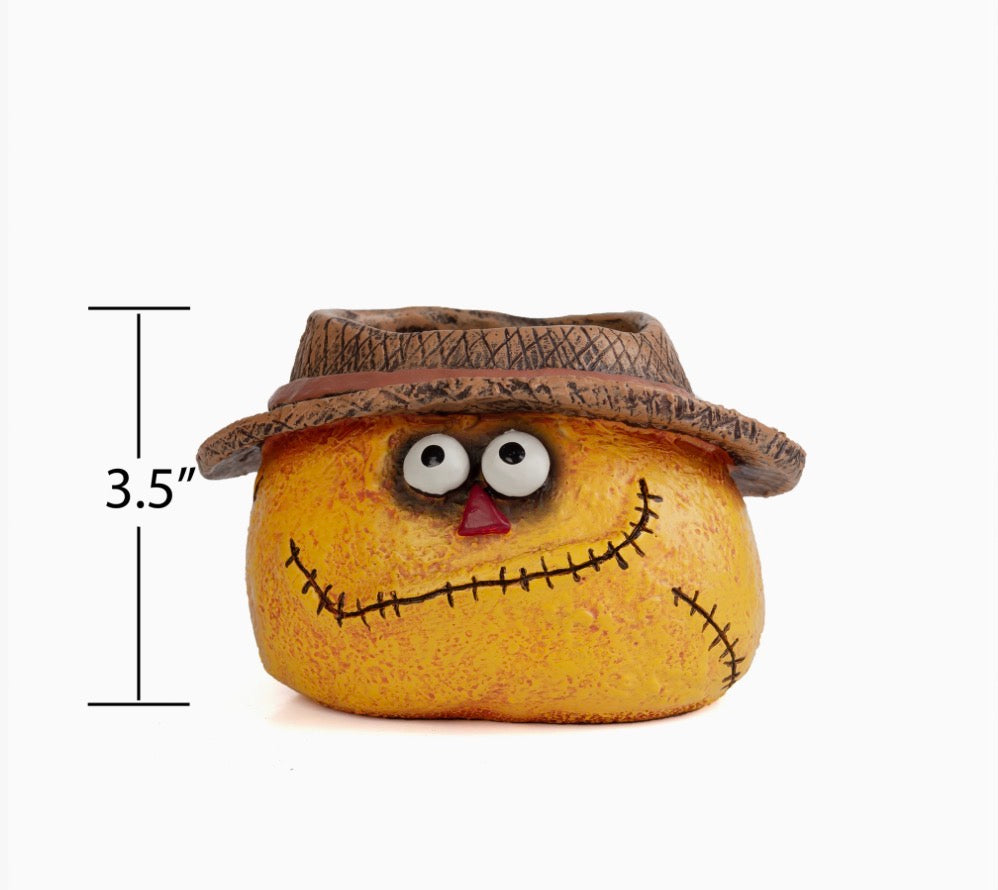 Strawman Dan Scarecrow Succulent Planter Blob House Fall 3.5” Tall