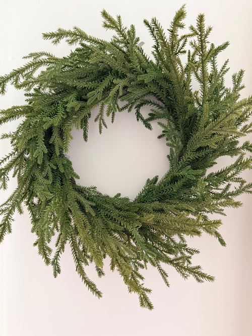 18” Norfolk Pine Wreath Real Touch Christmas Front Door Decor