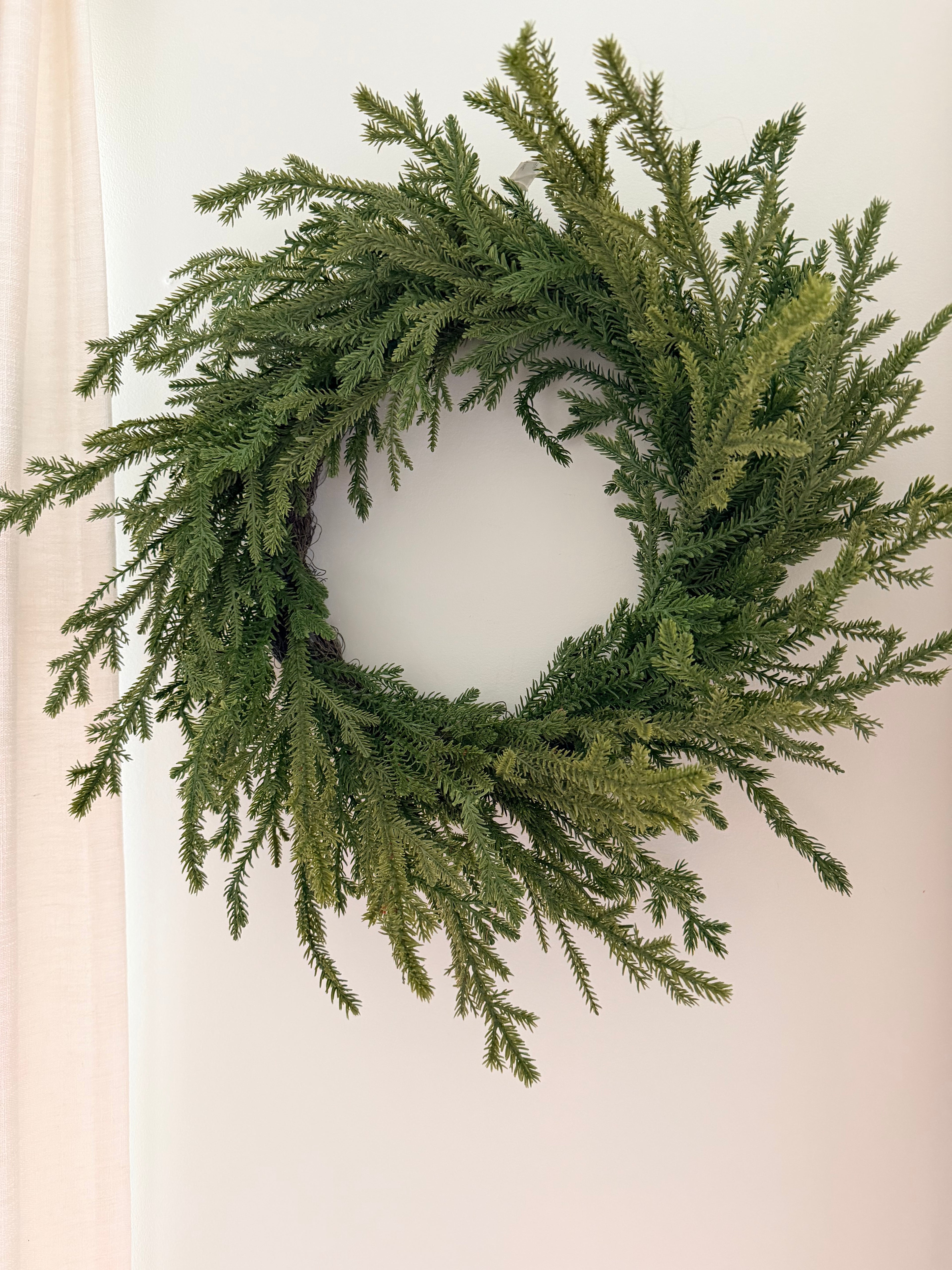 18” Norfolk Pine Wreath Real Touch Christmas Front Door Decor