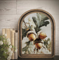 Autumn Acorns Leaf Arch Framed Art 5 x 7 Fall Rustic Botanical Print Small