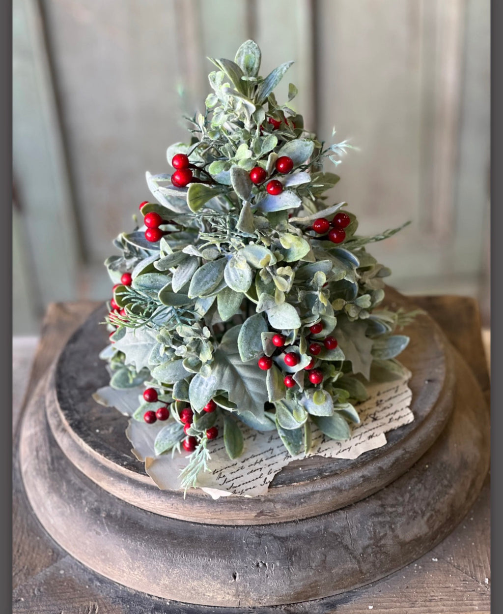 Frosted Berry 9” Tabletop Christmas Tree Greenery Decor Faux Mini