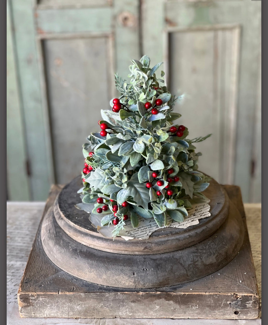 Frosted Berry 9” Tabletop Christmas Tree Greenery Decor Faux Mini