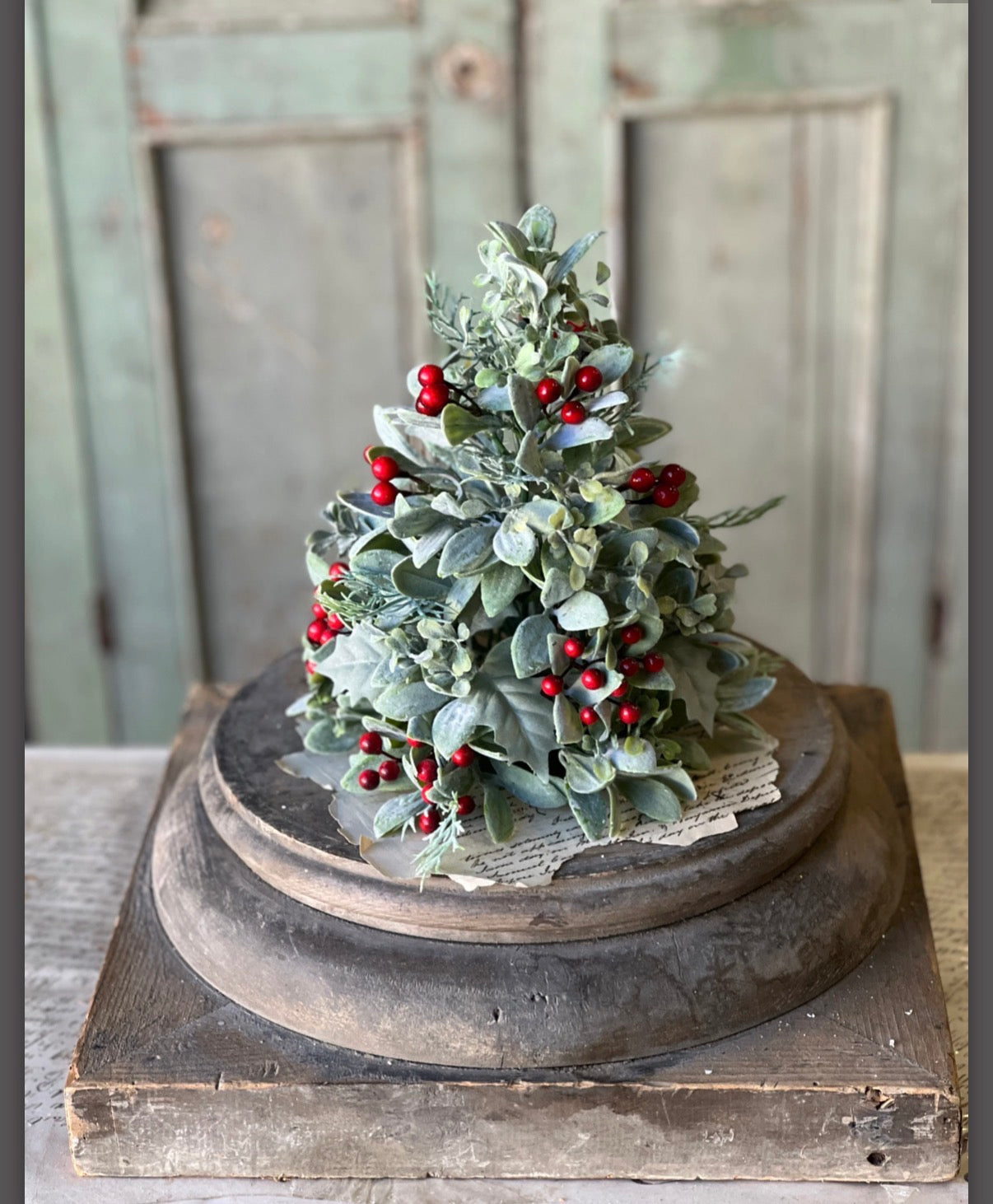 Frosted Berry 9” Tabletop Christmas Tree Greenery Decor Faux Mini