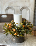 October Epilogue 10” Candle Ring Faux Boxwood Berry Fall Autumn Home Decor