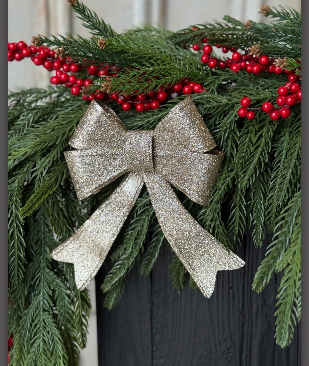 Sparkling Sashes 7” Glitter Bow Champagne Gold Holiday Decor Accent Christmas