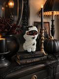 Mummy Black Cat Halloween Figure 10” Tall Spooky Cute Orange Eyes Gothic