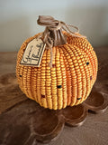 Give Thanks Indian Corn 8” Tall Resin Yellow Pumpkin Fall Autumn Home Decor