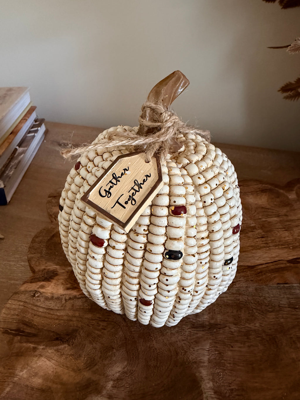 Gather Together Indian Corn Medium 6” Tall Resin Cream Pumpkin Fall Autumn Home Decor