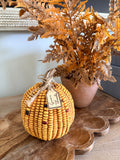 Give Thanks Indian Corn Medium 6” Tall Resin Yellow Pumpkin Fall Autumn Home Decor