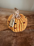 Give Thanks Indian Corn Small Mini 4” Tall Resin Yellow Pumpkin Fall Autumn Home Decor