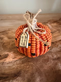 Harvest Blessings Indian Corn Small 4” Tall Resin Orange Pumpkin Fall Autumn Home Decor
