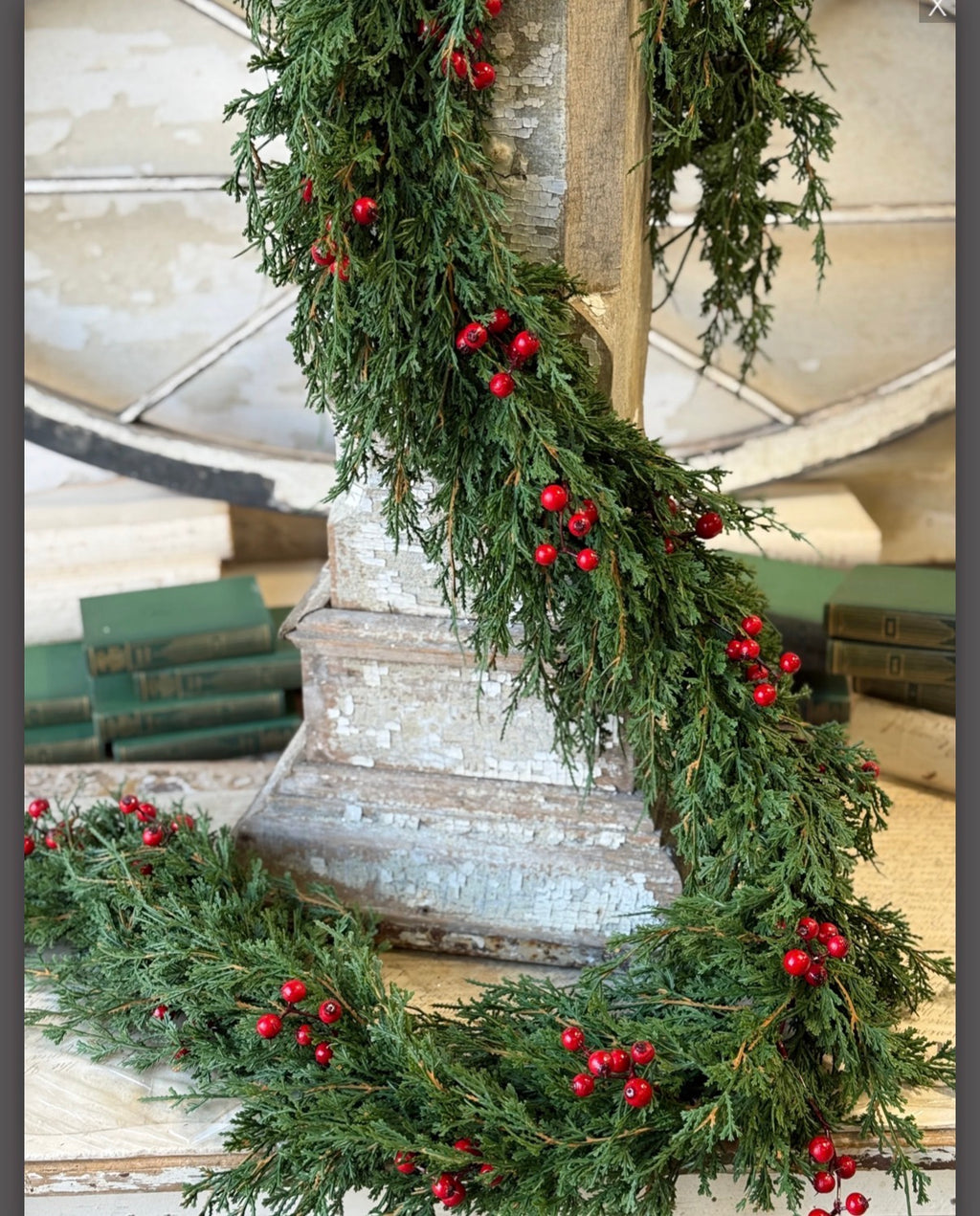 Emerald Celebrations 6’ Real Touch Faux Cedar Red Berries Garland Christmas Holiday Decor