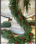 Emerald Celebrations 6’ Real Touch Faux Cedar Red Berries Garland Christmas Holiday Decor