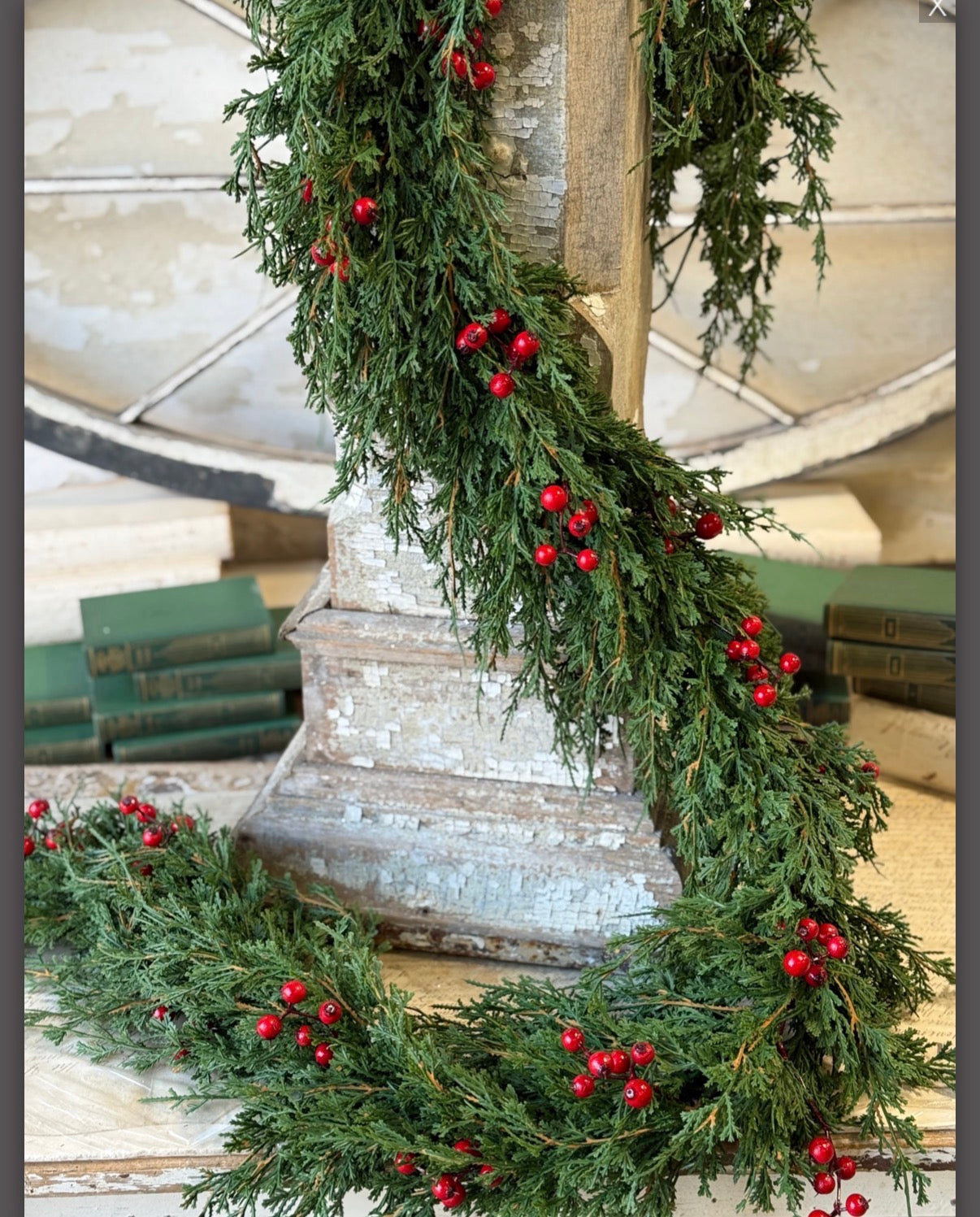 Emerald Celebrations 6’ Real Touch Faux Cedar Red Berries Garland Christmas Holiday Decor